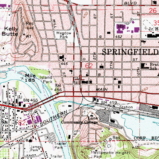 Topographic Map of Springfield Police Department, OR