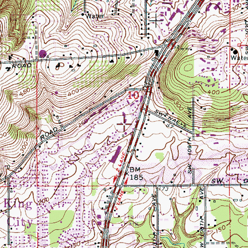 Topographic Map of King City Police Department, OR