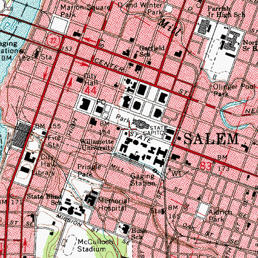 Topographic Map of Oregon State Police Department Capitol Mall Patrol Office, OR