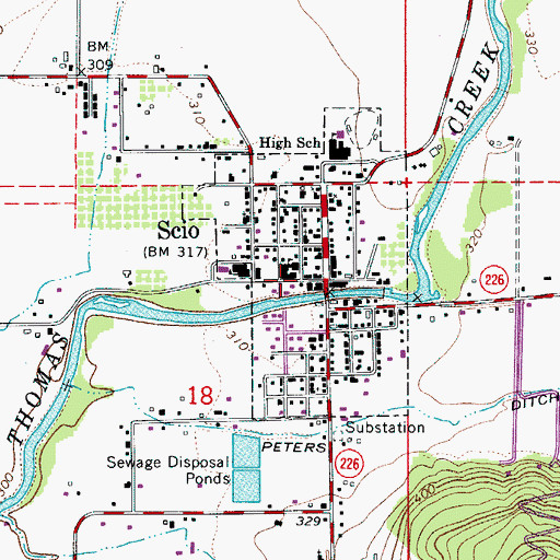 Topographic Map of Linn County Sheriff's Office Scio Substation, OR