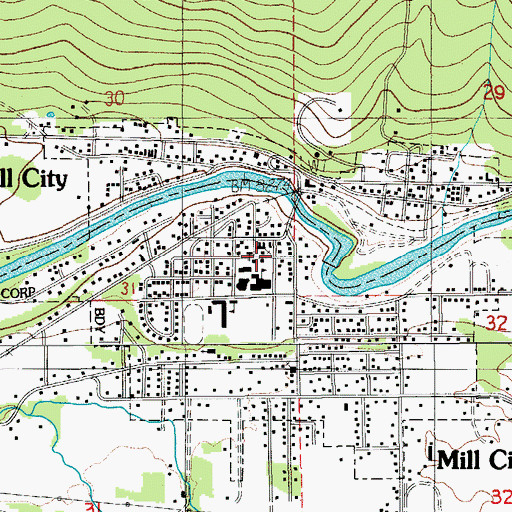 Topographic Map of Linn County Sheriff's Office Mill City Substation, OR