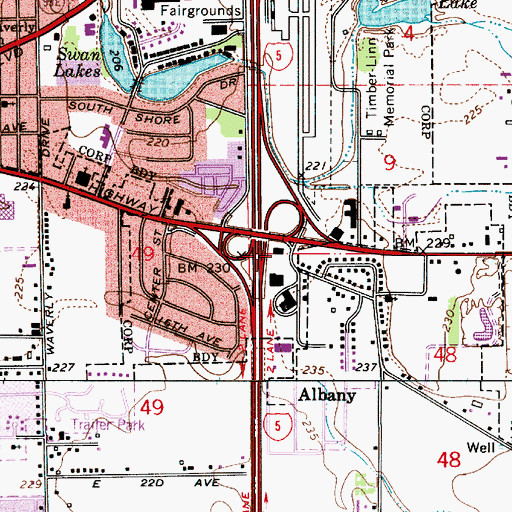 Topographic Map of Oregon State Police Department Albany, OR