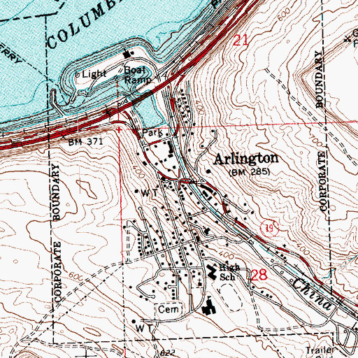 Topographic Map of Oregon State Police Department Arlington, OR