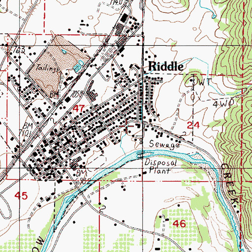 Topographic Map of Douglas County Sheriff's Office Riddle Substation, OR