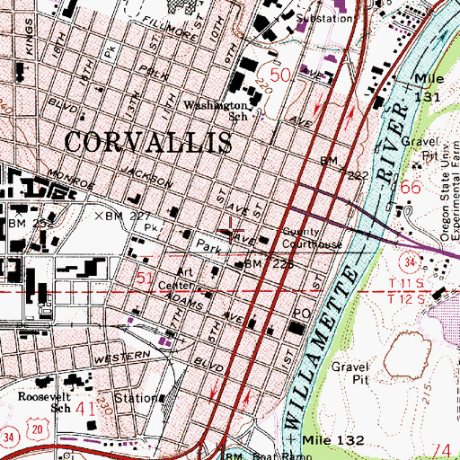 Topographic Map of Corvallis Police Department, OR