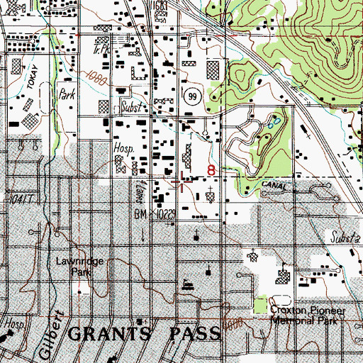 Topographic Map of Oregon State Police Department Grants Pass, OR