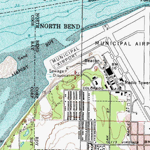 Topographic Map of Bureau of Land Management Coos Bay District Office, OR