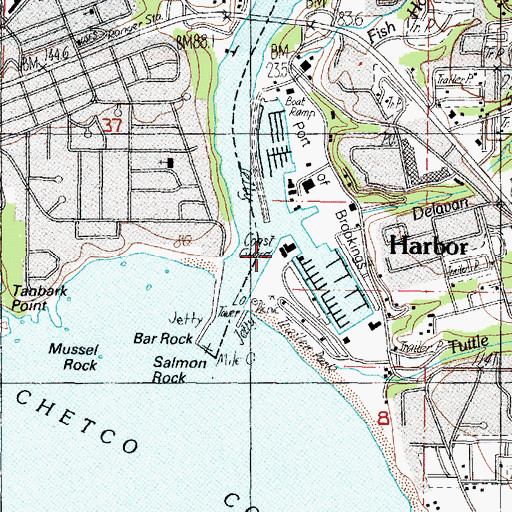 Topographic Map of United States Coast Guard Station Chetco River, OR