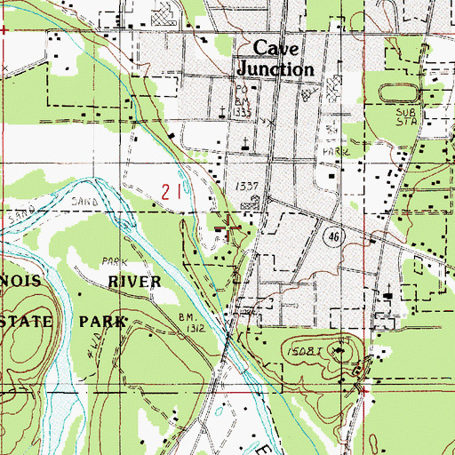 Topographic Map of Rogue River Siskiyou National Forest Law Enforcement Wild Rivers Ranger District Cave Junction, OR