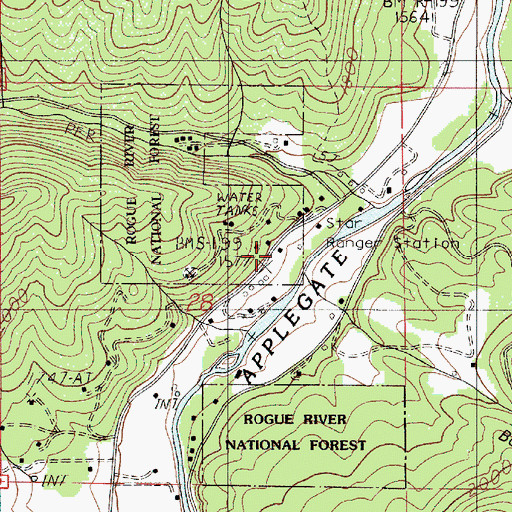 Topographic Map of Rogue River Siskiyou National Forest Law Enforcement Jacksonville, OR