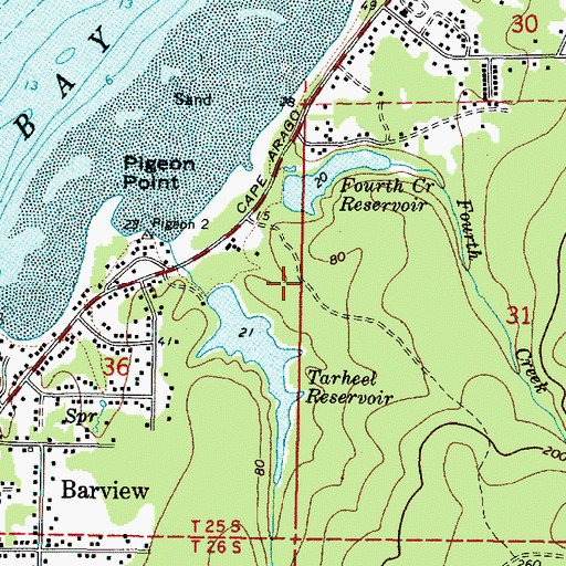Topographic Map of Coquille Indian Tribal Police Department, OR