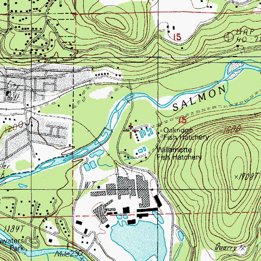 Topographic Map of Oregon State Police Department Oakridge, OR