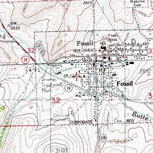 Topographic Map of Wheeler County Sheriff's Office, OR