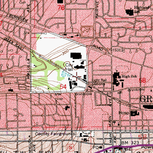 Topographic Map of Gresham Police Department, OR