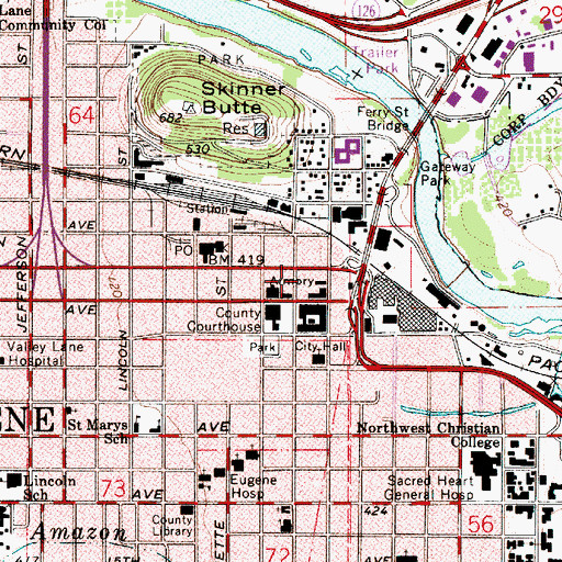 Topographic Map of United States Drug Enforcement Administration Eugene, OR