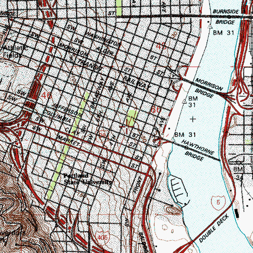Topographic Map of United States Marshals Service District Headquarters, OR