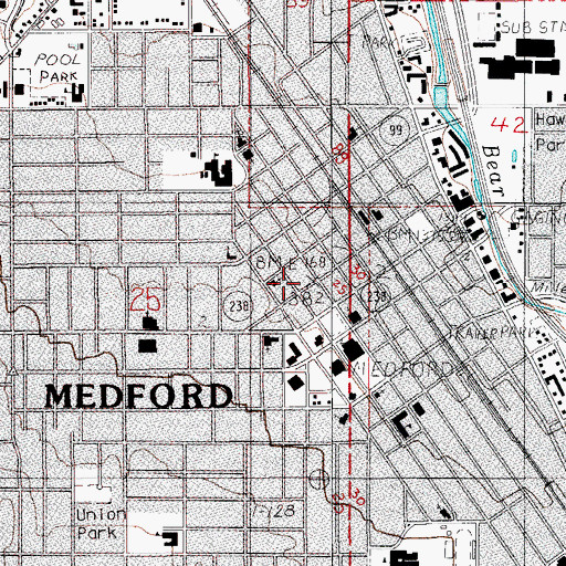 Topographic Map of United States Marshals Service Medford, OR