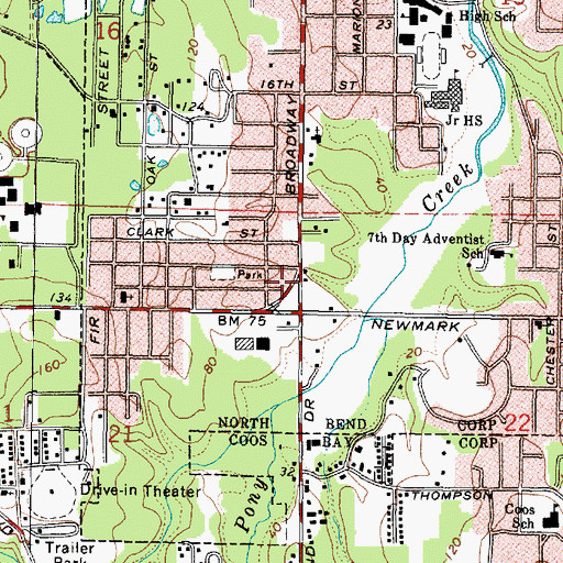 Topographic Map of United States Customs and Border Protection Port of Entry Coos Bay, OR