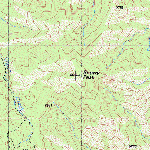 Topographic Map of Snowy Peak, CA