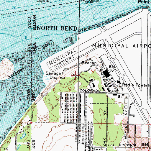 Topographic Map of Oregon State Police Department Coos Bay Area Command, OR