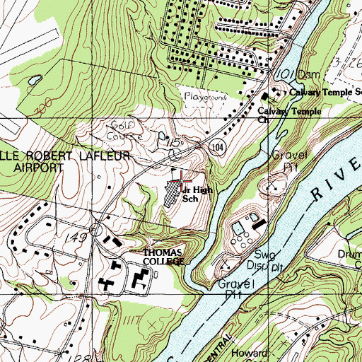 Topographic Map of Waterville Junior High School, ME