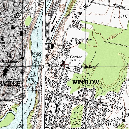 Topographic Map of Winslow Junior High School, ME