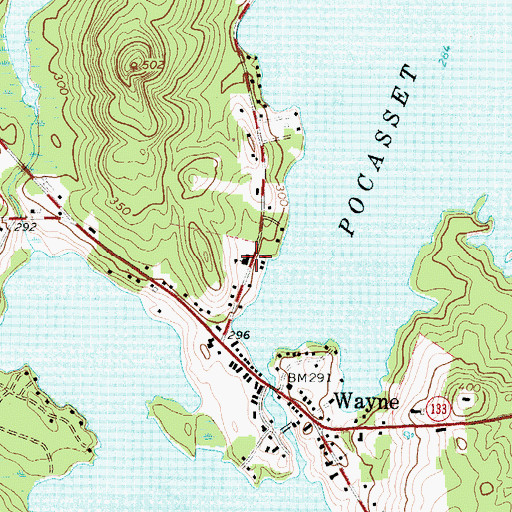 Topographic Map of Wayne Elementary School, ME
