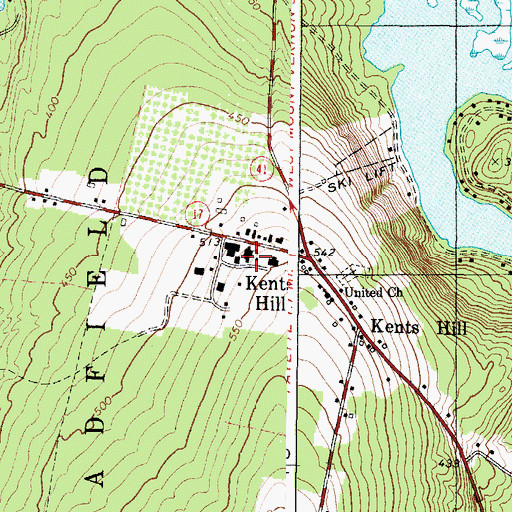 Topographic Map of Kents Hill School, ME