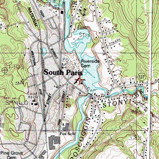 Topographic Map of Oxford Hills Christian Academy, ME