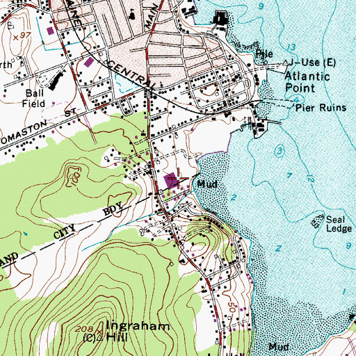 Topographic Map of Mid Coast School of Technology Region 8, ME