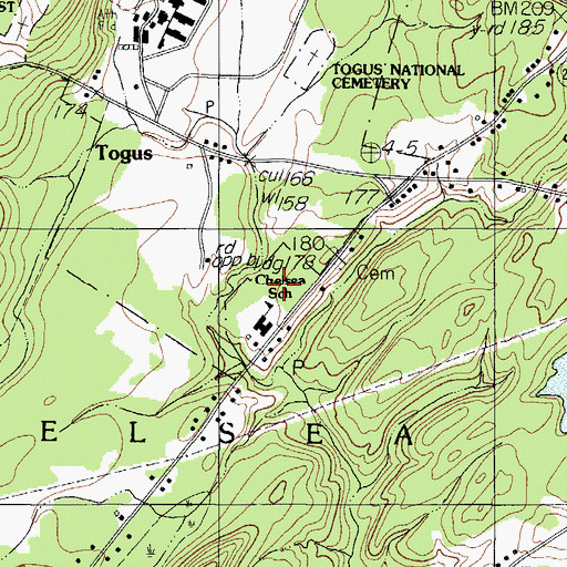 Topographic Map of Chelsea Elementary School, ME