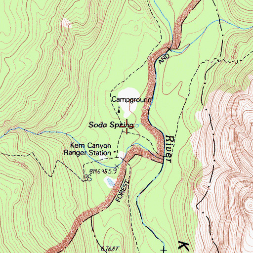 Topographic Map of Soda Spring, CA