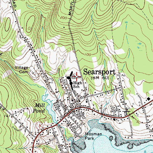 Topographic Map of Searsport District Middle School and High School, ME