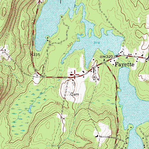 Topographic Map of Fayette Central School, ME