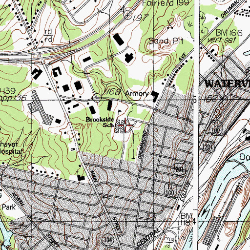 Topographic Map of George J Mitchell School, ME