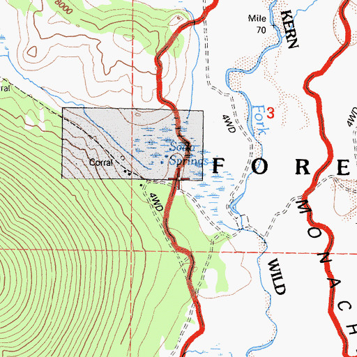 Topographic Map of Soda Springs, CA