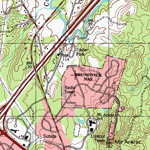 Topographic Map of Mount Ararat Middle School, ME