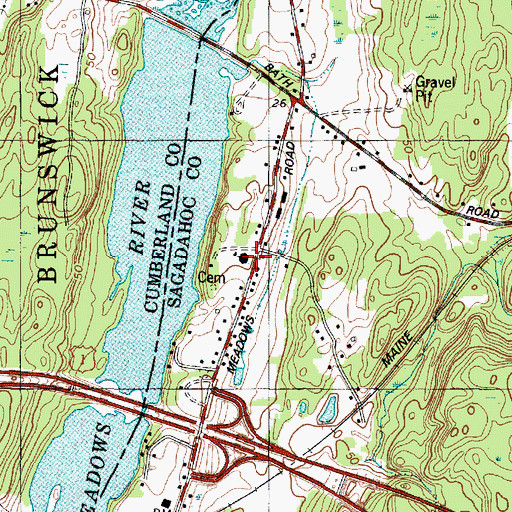 Topographic Map of West Bath School, ME