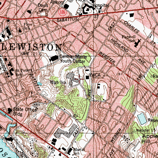 Topographic Map of Lewiston Regional Technology Center, ME