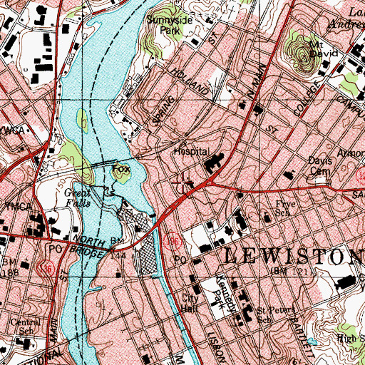 Topographic Map of Central Maine Medical Center School of Nursing, ME
