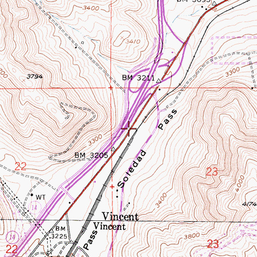 Topographic Map of Soledad Pass, CA