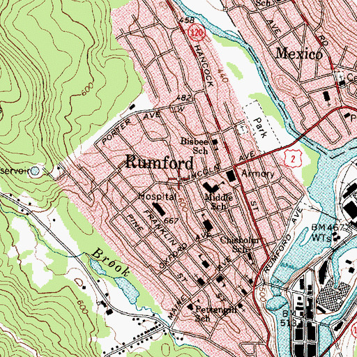 Topographic Map of Roy House Rumford Group Home School, ME