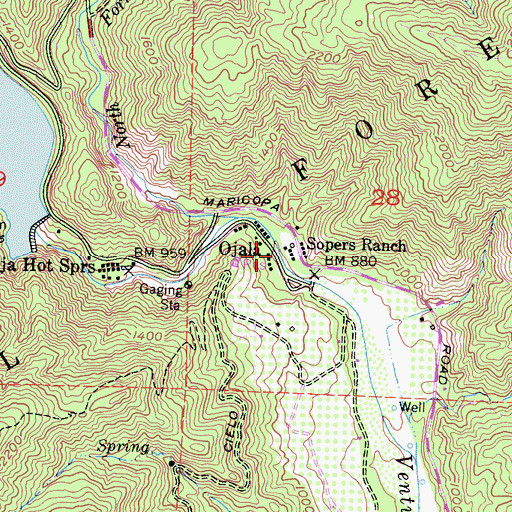 Topographic Map of Sopers Ranch, CA