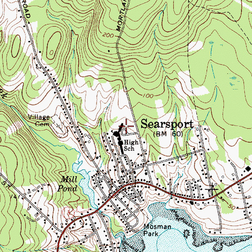 Topographic Map of Searsport District Middle School and High School, ME