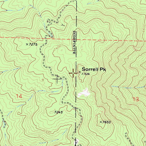 Topographic Map of Sorrell Peak, CA