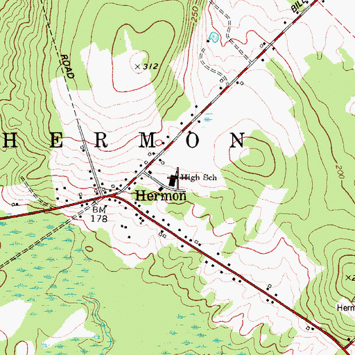 Topographic Map of Hermon Middle School, ME