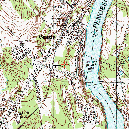 Topographic Map of Veazie Community School, ME