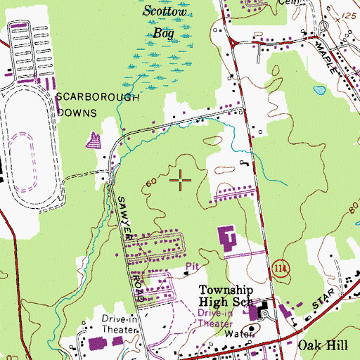 Topographic Map of Scarborough Middle School, ME