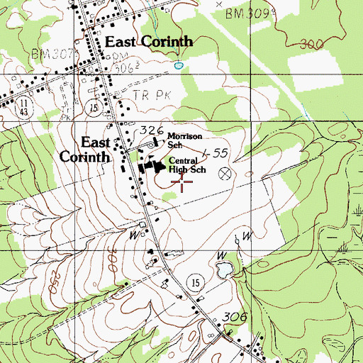 Topographic Map of Central Middle School, ME