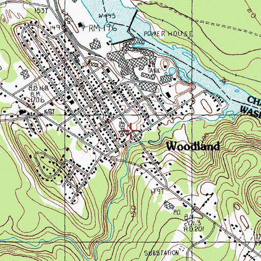 Topographic Map of Woodland Junior Senior High School, ME